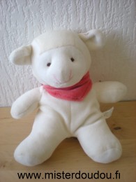 Doudou Agneau - Marque non connue - Mouton blanc foulard rouge 