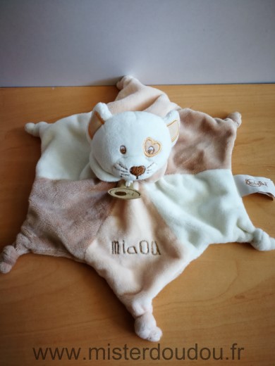 Doudou Chat Baby nat Blanc beige miaou 
