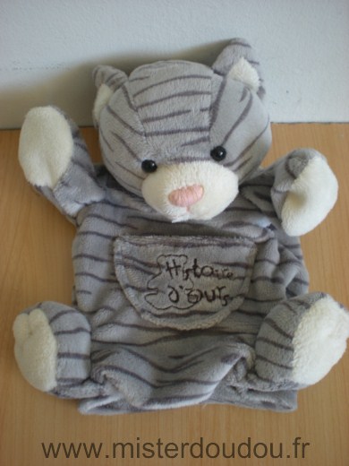 Doudou Chat Histoire d ours Gris raye 