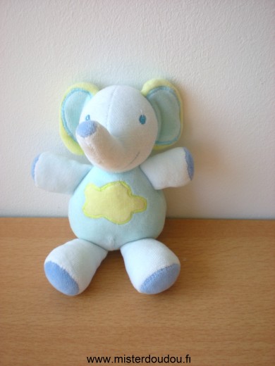 Doudou Eléphant Baby sun Bleu vert 