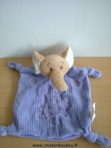 Doudou Eléphant - Marque non connue - Violet avec un elephant soleil etoile brodés 