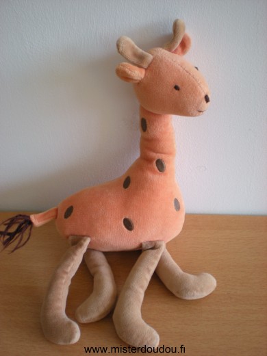 Doudou Girafe Jacadi Orange marron 