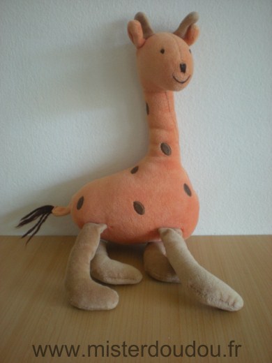 Doudou Girafe Jacadi Orange taches marron 
