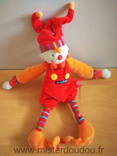 Doudou Lutin Moulin roty Clown dragobert rouge orange 