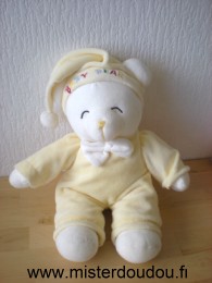 Doudou Ours Gipsy Blanc jaune baby bear 