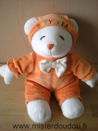 Doudou Ours Gipsy Blanc orange baby bear 