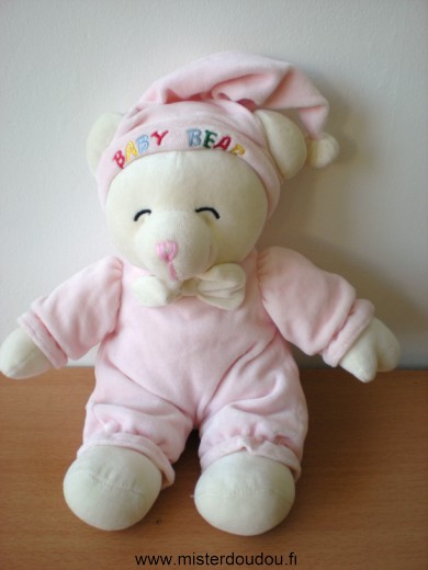 Doudou Ours Gipsy Blanc rose baby bear 