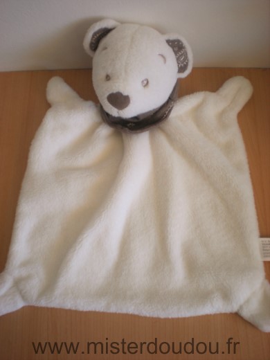 Doudou Ours Kiabi baby Blanc foulard beige nicotoy simba 