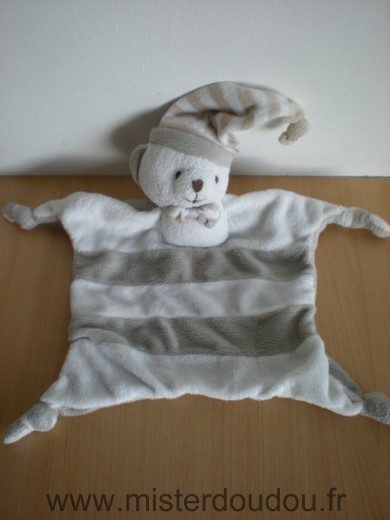Doudou Ours Mgm Raye blanc gris dodo d amour credit mutuel 