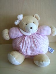 Doudou Ours Mgm Vichy rose blanc 