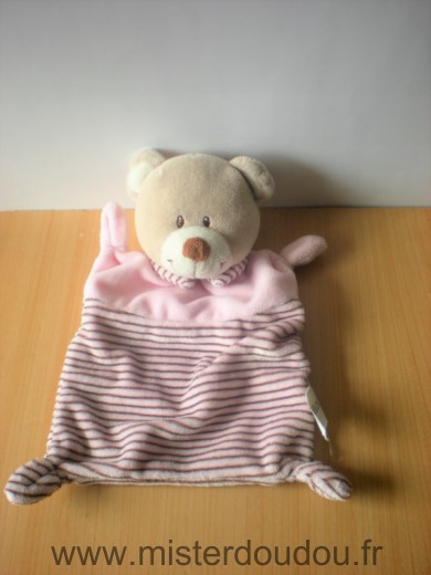 Doudou Ours Nicotoy Rose rayures 