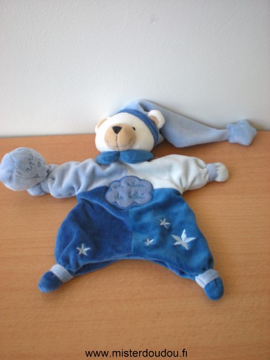 Doudou Ours Un rêve de bébé Bleu  avec un sac poudre à dormir 