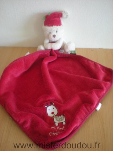 Doudou Ours - marque non connue - Blanc mouchoir rouge my first christmas 