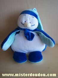 Doudou Pingouin Noukie s Bleu blanc bleu turquoize 