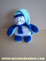 Doudou Pingouin Noukie s Bleu blanc bleu turquoize Petit modèle