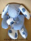Lapin---Marque-non-connue---Bleu-blanc-motifs-hippopotames
