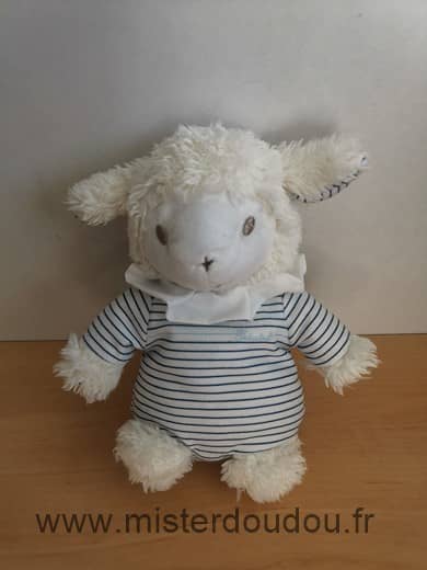 Pediatril Mouton Blanc raye bleu col blanc - Très bon état