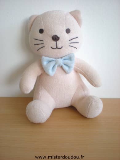 Luminou Chat Beige noeud bleu - Très bon état