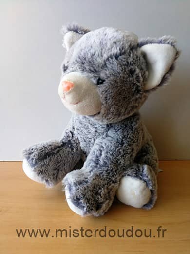 Nicotoy Chat Gris blanc peluche - Très bon état