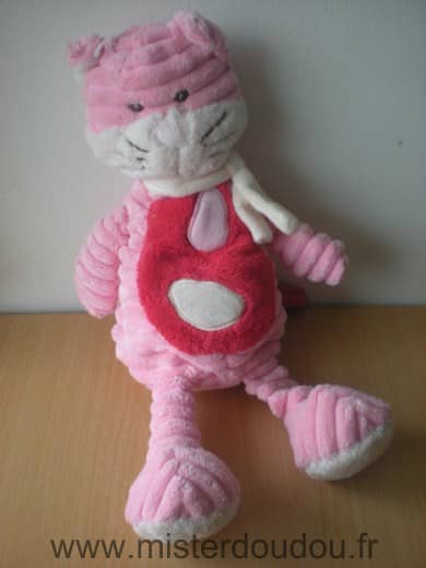 Tex Chat Rose rouge echarpe blanche - Très bon état