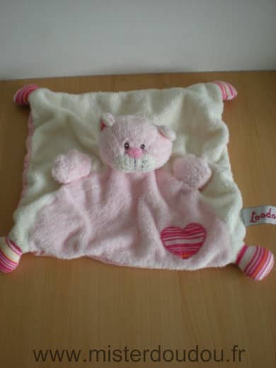 Toodo Chat Blanc rose coeur raye - Très bon état