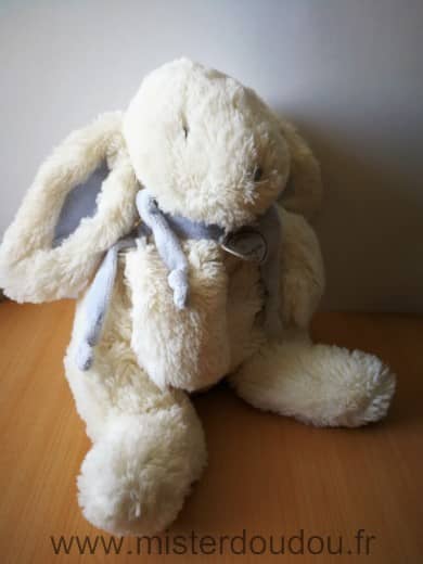 Doudou et compagnie Lapin Blanc bleu - Très bon état