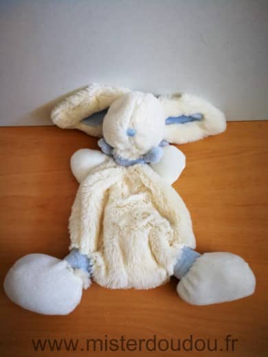 Doudou et compagnie Lapin Blanc bleu - Très bon état