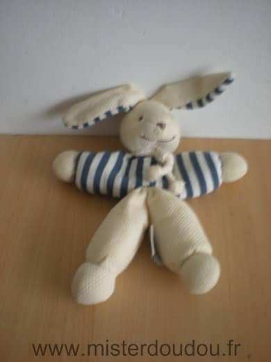 Doudou et compagnie Lapin Ecru bleu - Très bon état