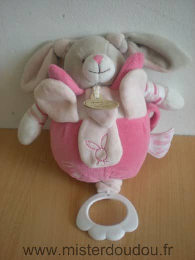 Doudou et compagnie Lapin Rose blanc - Très bon état