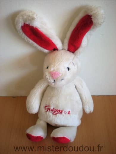 Guigoz Lapin Peluche blanc rouge - Très bon état