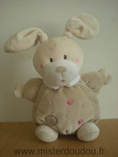 Nicotoy Lapin Beige ronds roses - Très bon état