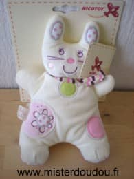 Nicotoy Lapin Blanc rond rose vert - Neuf