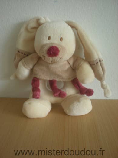 Nicotoy Lapin Ecru beige bordeau - Très bon état