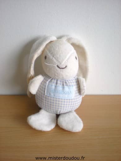 Nounours Lapin Vichy bleu blanc - Très bon état