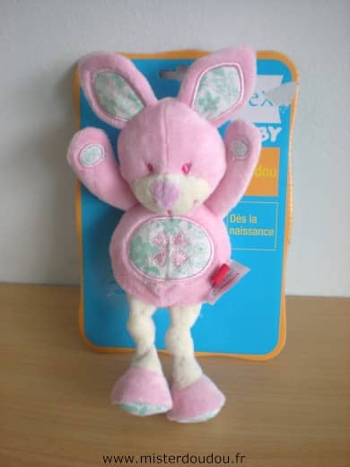 Tex Lapin Rose feuilles vertes - Neuf