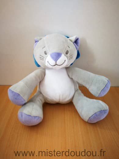 Luc et lea Lion Gris blanc bleu - Très bon état