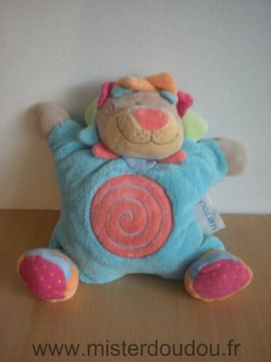 Nattou Lion Bleu spirale rose - Très bon état