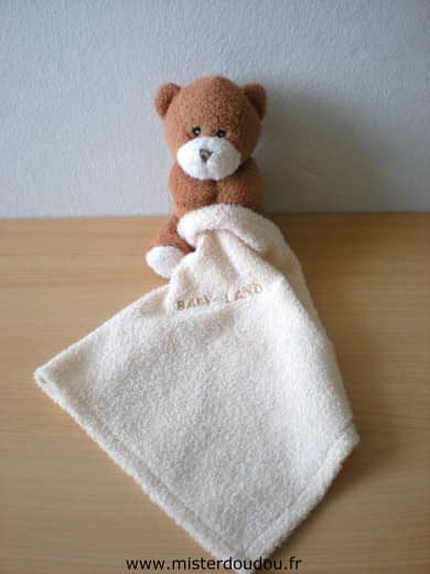 Baby land Ours Marron mouchoir beige - Très bon état
