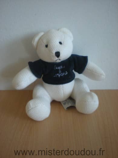 Doudou et compagnie Ours Blanc bleu - Très bon état
