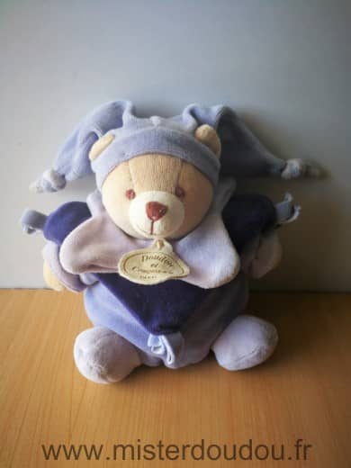 Doudou et compagnie Ours Bleu mauve - Très bon état