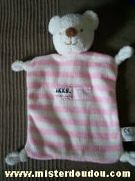 Nicotoy Ours Rayé rose-blanc - Très bon état