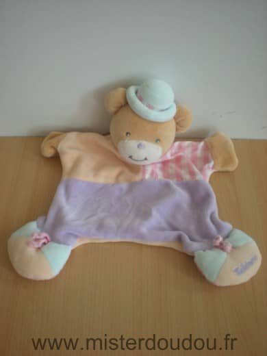 Takinou Ours Rose mauve chapeau bleu - Très bon état