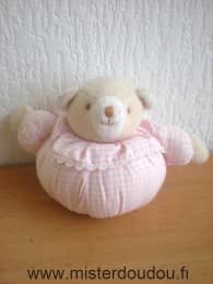 Trousselier Ours Rose rayé blanc - Etat moyen