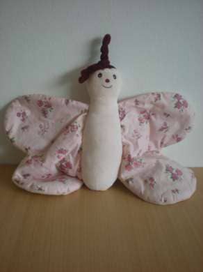 Nounours Papillon Rose motifs fleurs - Très bon état