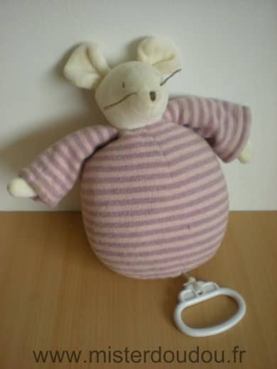 Moulin roty Souris Rose raye mauve - Très bon état