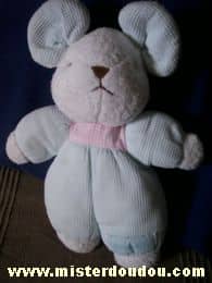 Nounours Souris Blanc et vert clair - Bon état