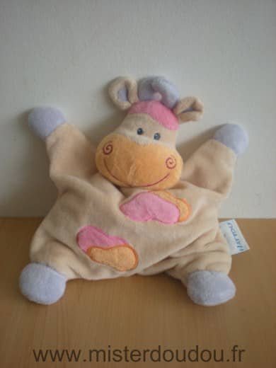 Nattou Vache Beige nuages rose orange - Très bon état