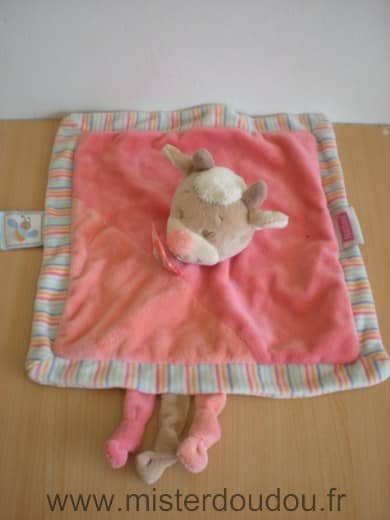 Nattou Vache Rose bord raye - Très bon état