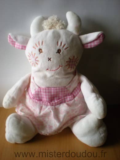 Takinou Vache Rose blanc fleurs - Très bon état
