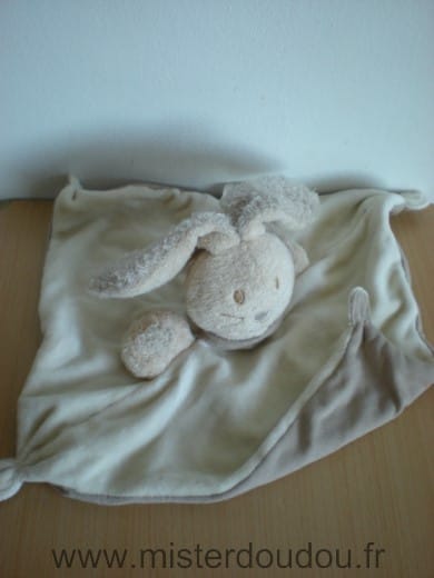 Lapin Ecru beige foulard et dessous en tissus uni marron Nature et découvertes